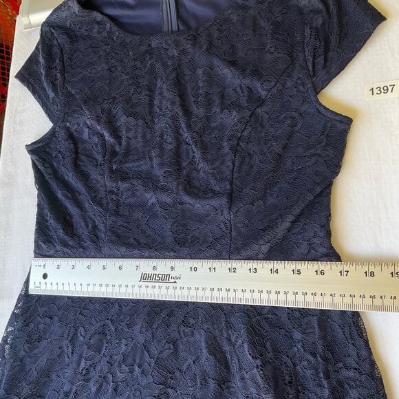 Muadress Women’s Short Sleeve Screw Neck Knee Length Lace Dress size 2XL, Blue - Picture 5 of 10